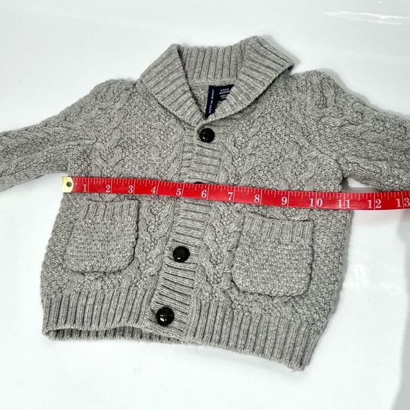 Janie and Jack Baby Cable Shaw Collar Knit Cardigan Gray Size 6-12 Mos - Picture 10 of 12